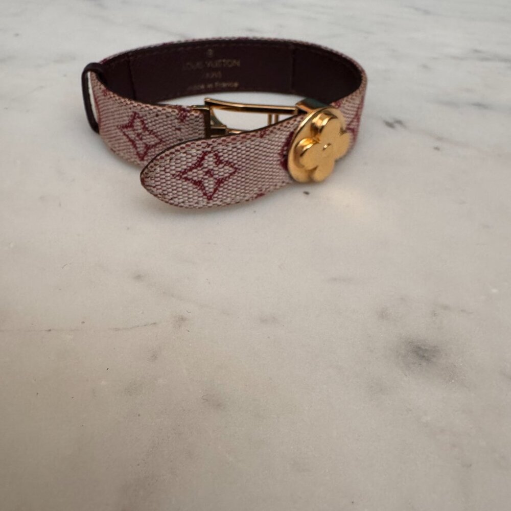 Louis Vuitton Monogram Bracelet with Gold-Tone Clasp - Pink/Red - Picture 4 of 5